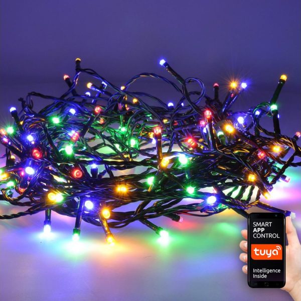 LED WIFI smart vonkajšia vianočná reťaz 400 LED 20m prívod 5m teplá biela + viacfarebný 1V13-WIFI