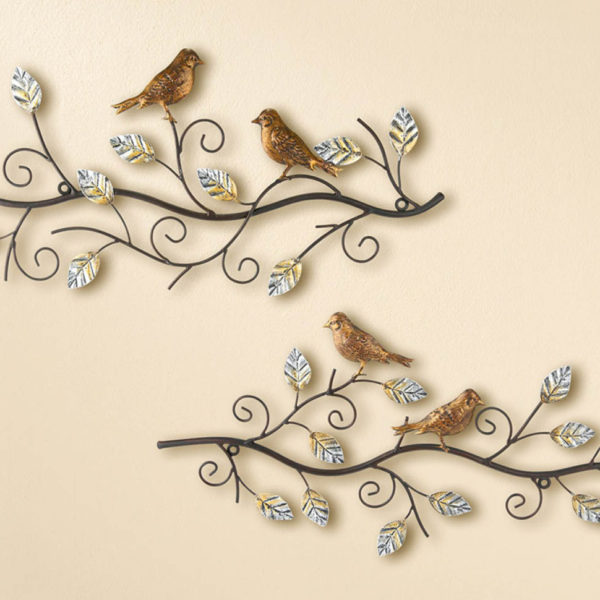 Kovová dekorácia Vtáky