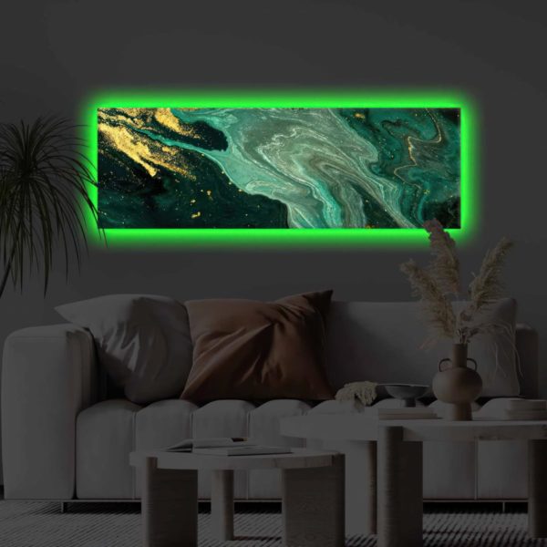 LED Svietiaci obraz Zelený mramor